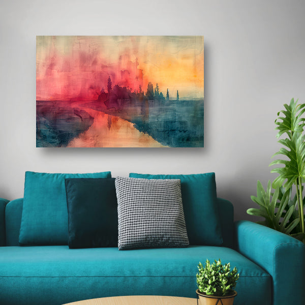 Schemerige Reflecties aan een Rustige Rivier canvas