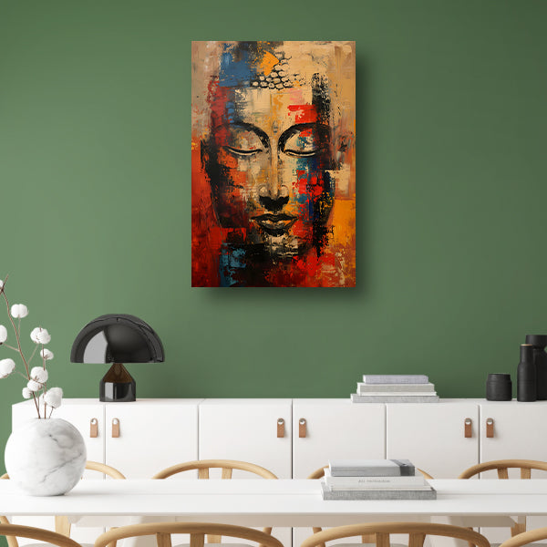 Expressieve abstracte olieverf van Boeddha in kleur poster