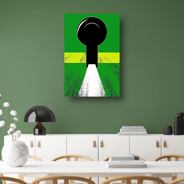 Abstracte Sleutel op Groen Pad acrylglas