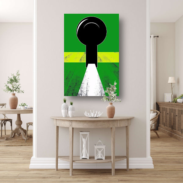 Abstracte Sleutel op Groen Pad acrylglas