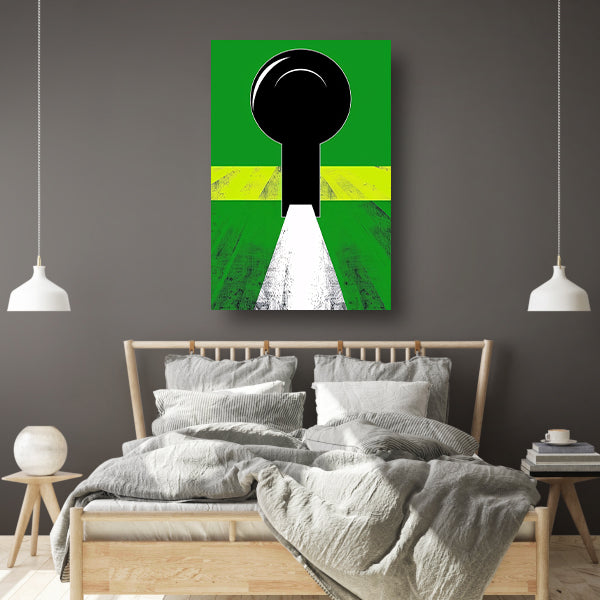 Abstracte Sleutel op Groen Pad acrylglas