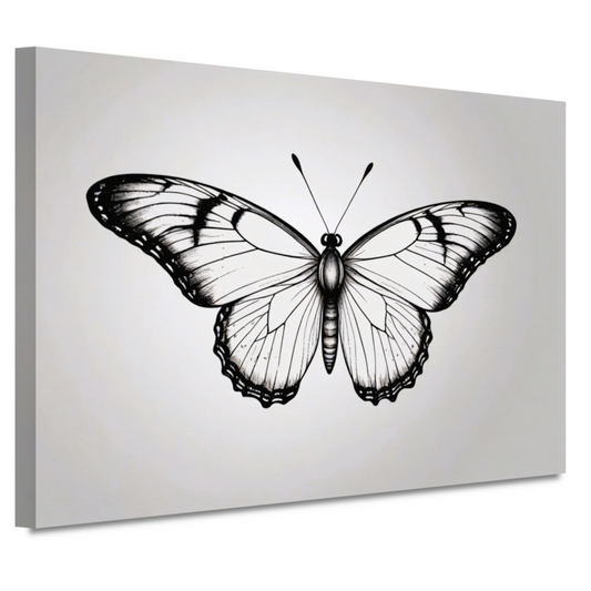 Minimalistische zwart-wit vlinder illustratie canvas
