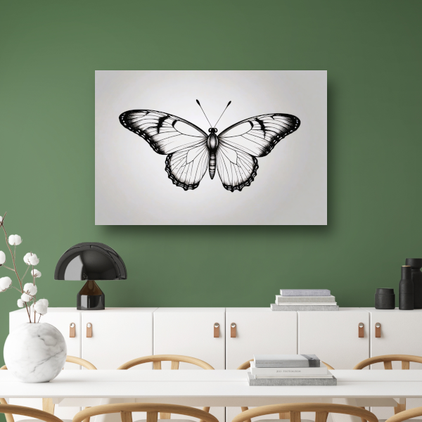 Minimalistische zwart-wit vlinder illustratie poster