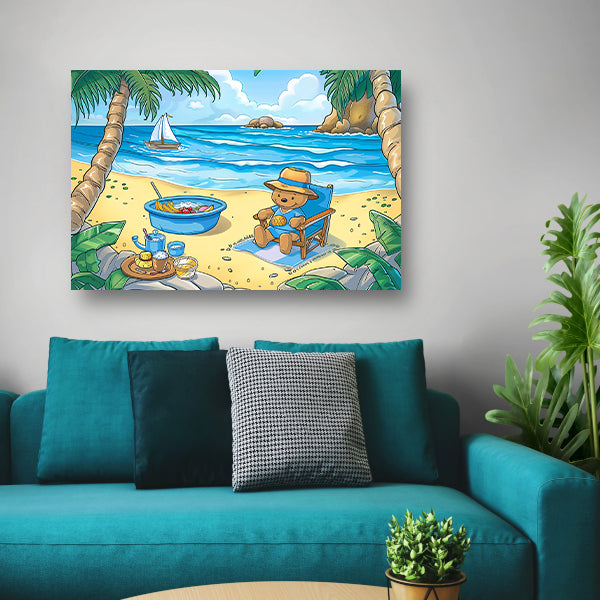 Tropische teddybeer op zomers strand acrylglas