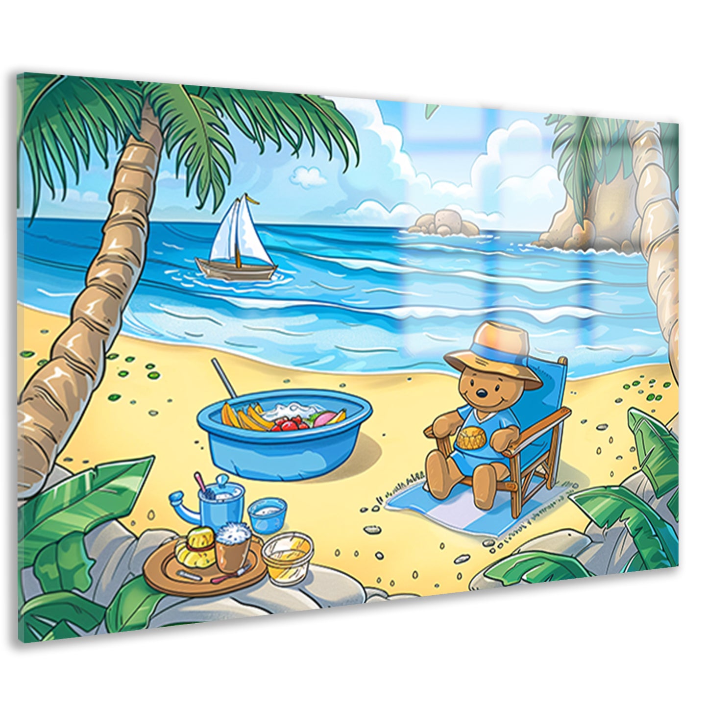 Tropische teddybeer op zomers strand acrylglas