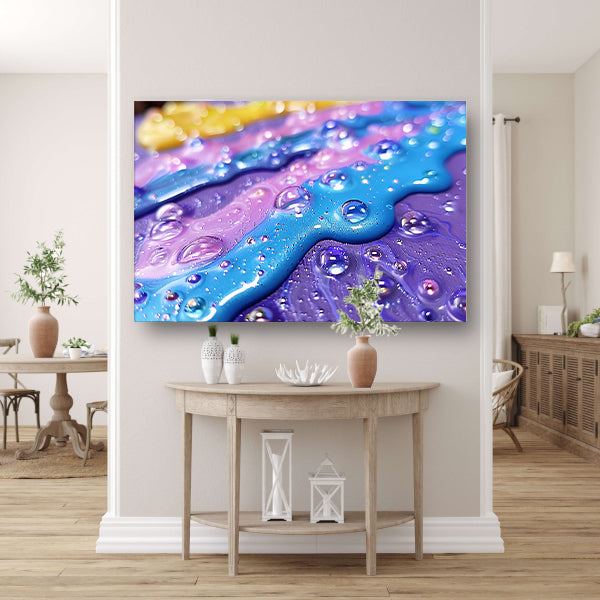 Kleurrijk abstract kunstwerk met waterdruppels poster