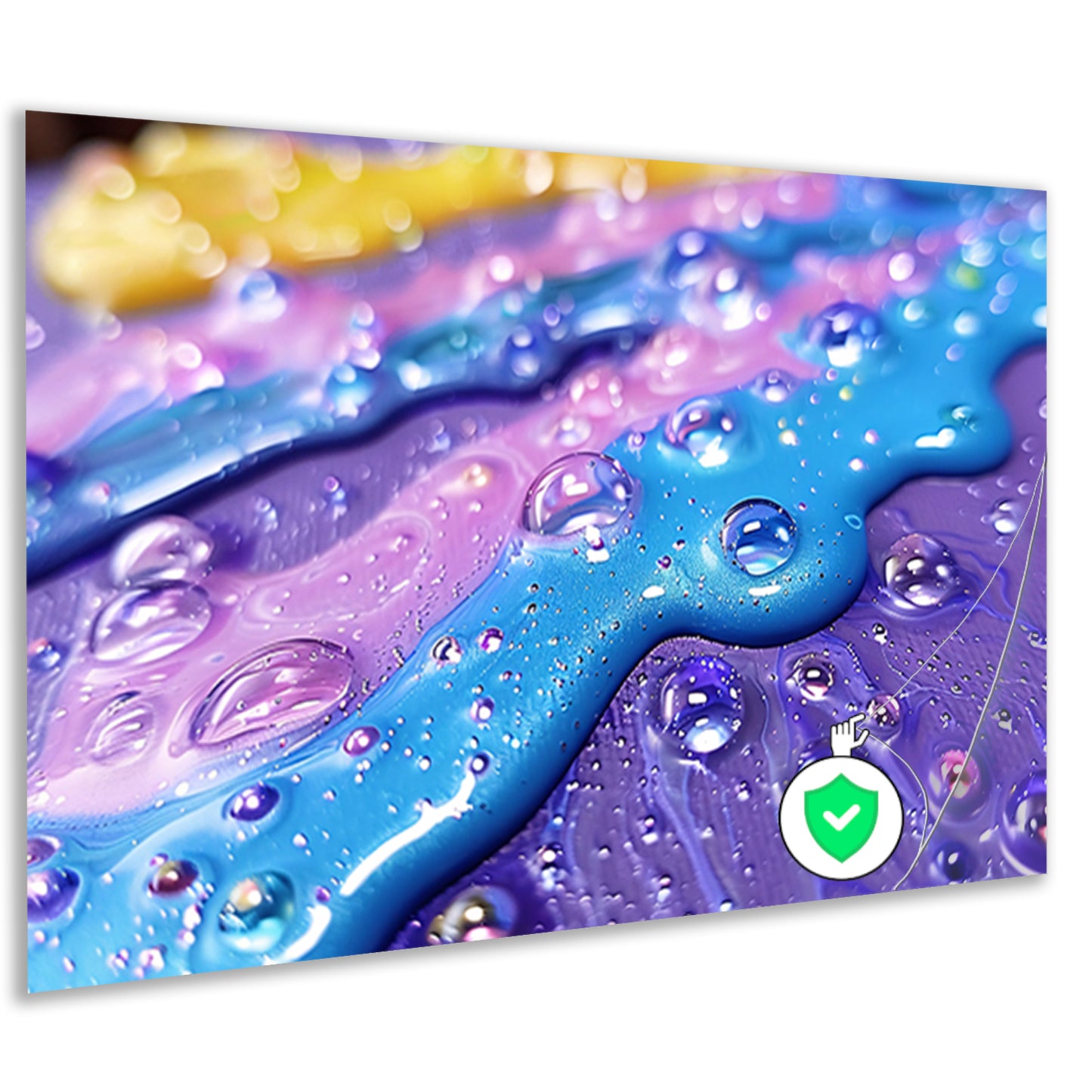 Kleurrijk abstract kunstwerk met waterdruppels poster