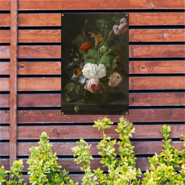 Bloemen in een glazen vaas - Rachel Ruysch tuinposter