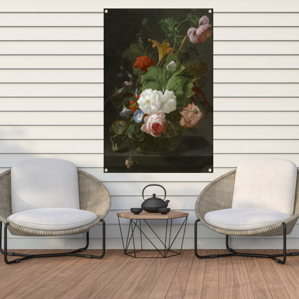 Bloemen in een glazen vaas - Rachel Ruysch tuinposter