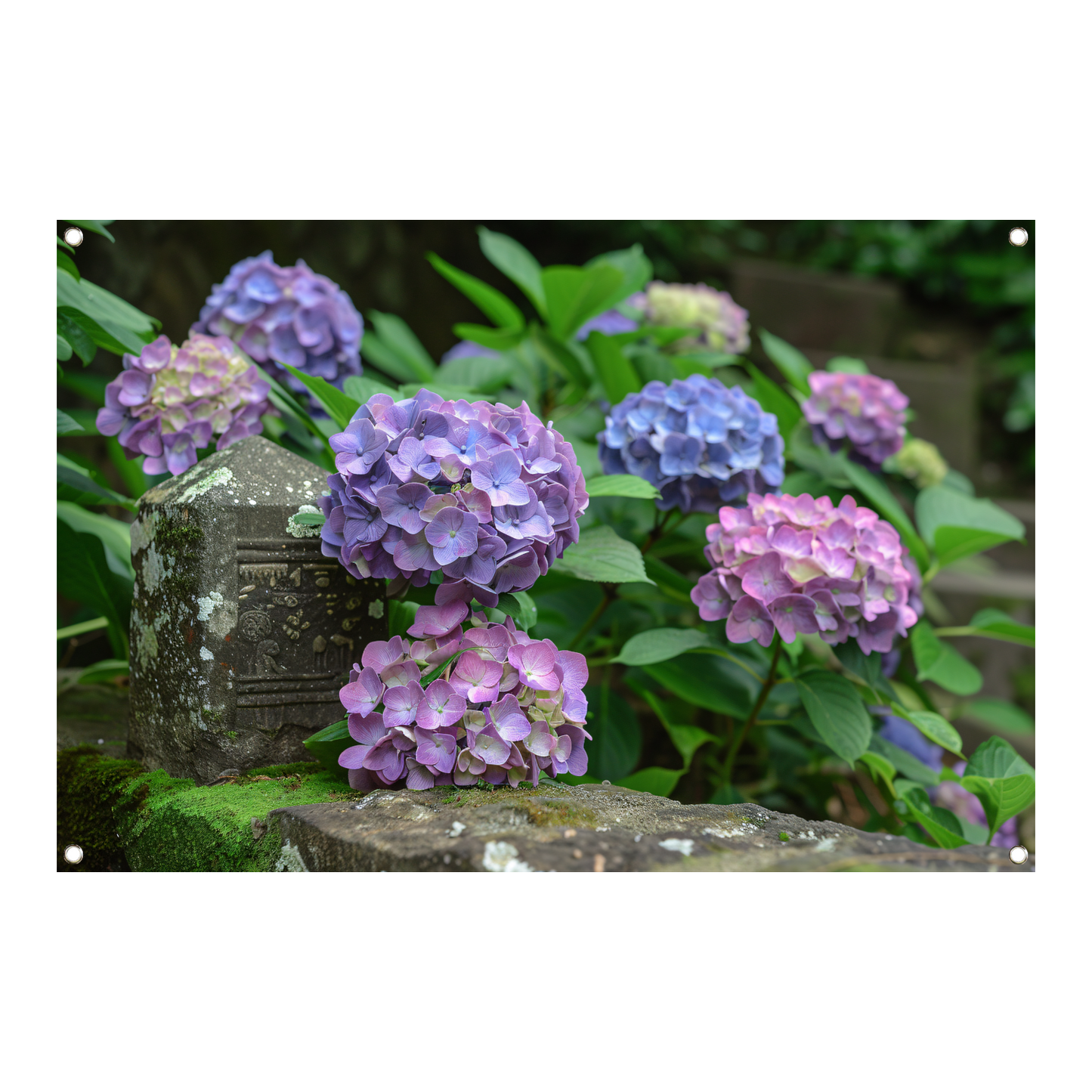 Impressionistische paarse bloemen tuinposter