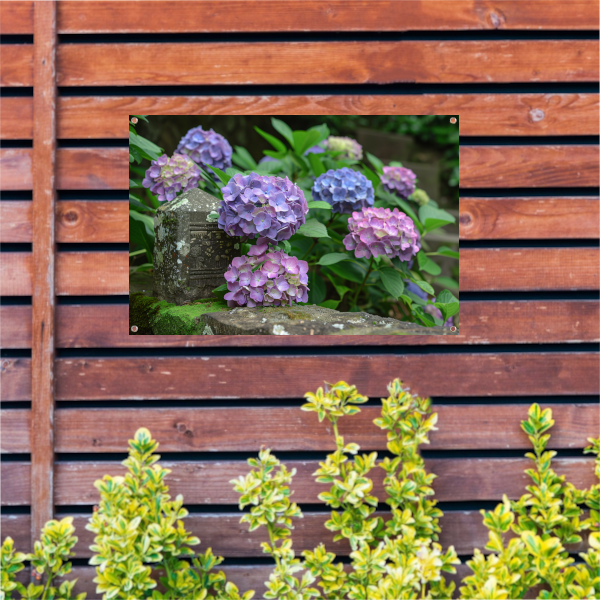 Impressionistische paarse bloemen tuinposter