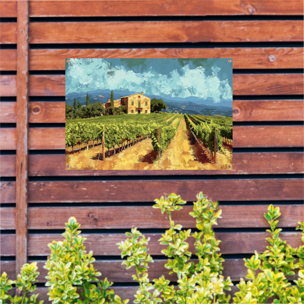 Zonovergoten Italiaanse Wijngaard met Huis tuinposter