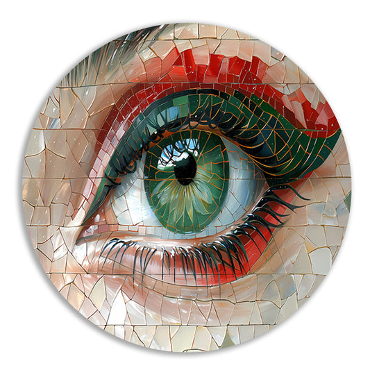 Gedetailleerde Mozaïekweergave van een Oog aluminium muurcirkel