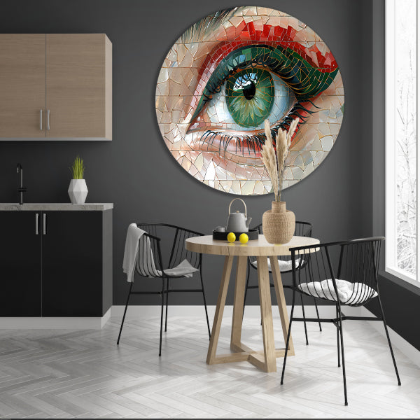 Gedetailleerde Mozaïekweergave van een Oog aluminium muurcirkel