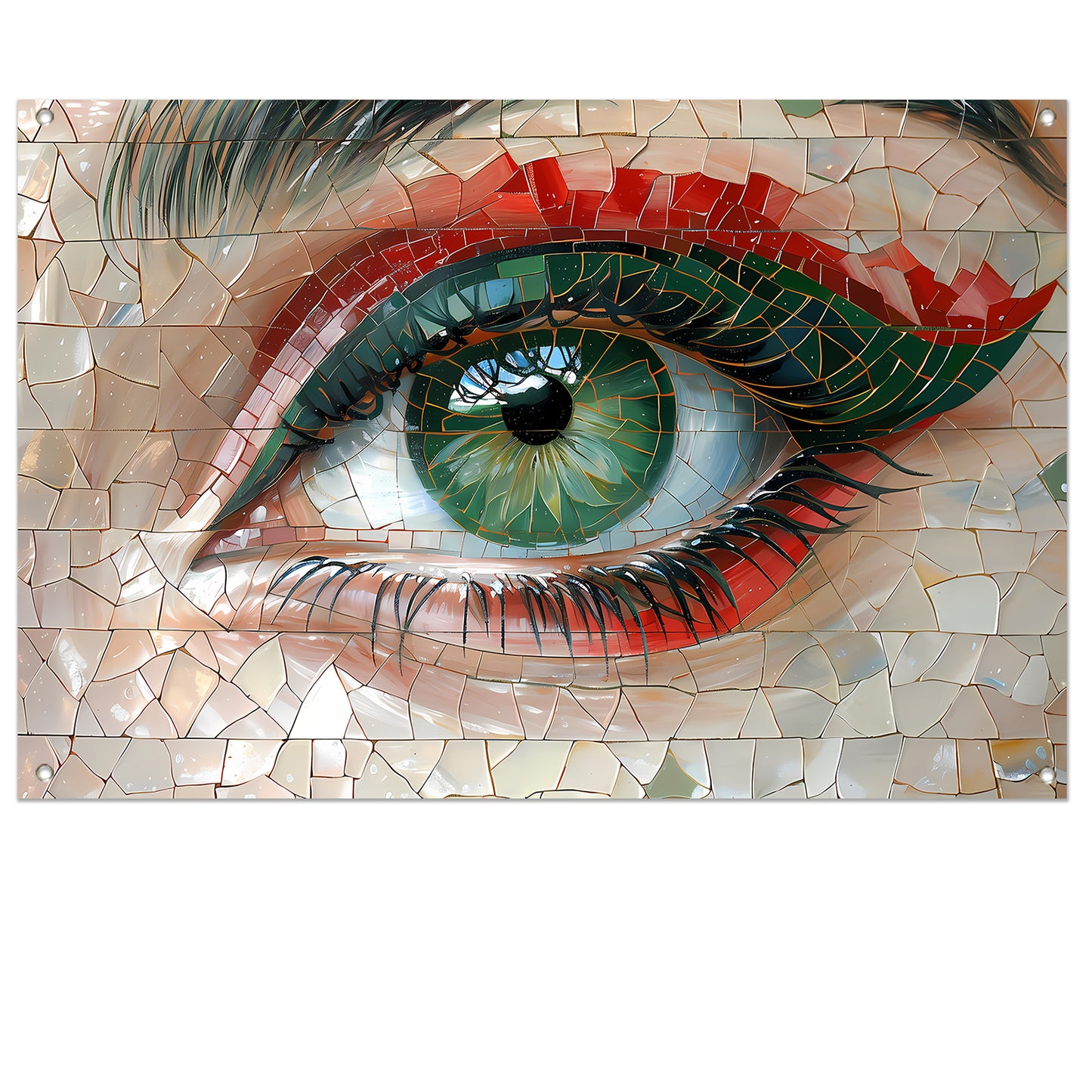 Gedetailleerde Mozaïekweergave van een Oog tuinposter