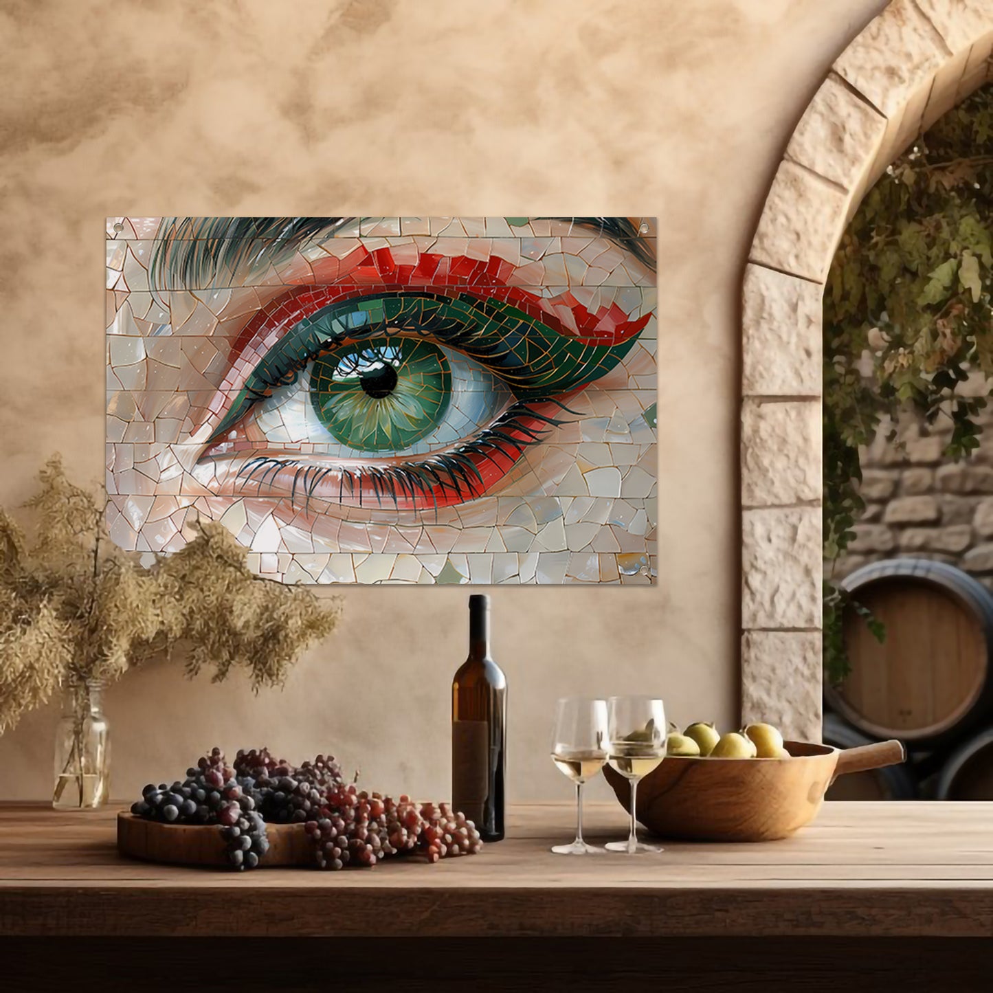 Gedetailleerde Mozaïekweergave van een Oog tuinposter