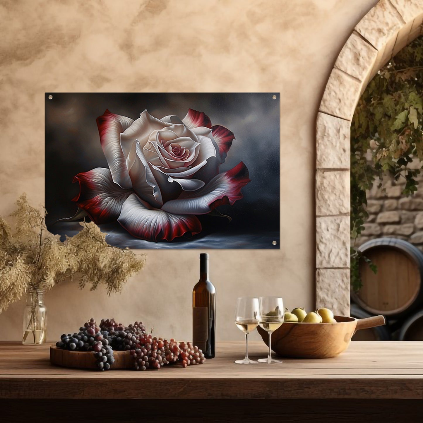 Prachtige moderne schilderij van een roos tuinposter