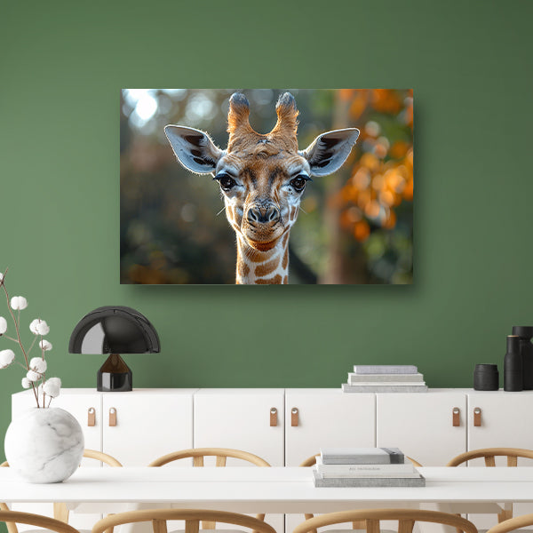 Realistisch portret van een giraffe canvas