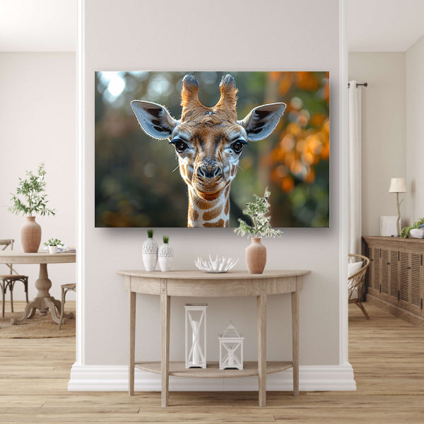 Realistisch portret van een giraffe canvas