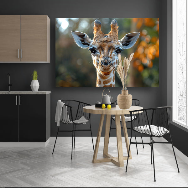 Realistisch portret van een giraffe canvas