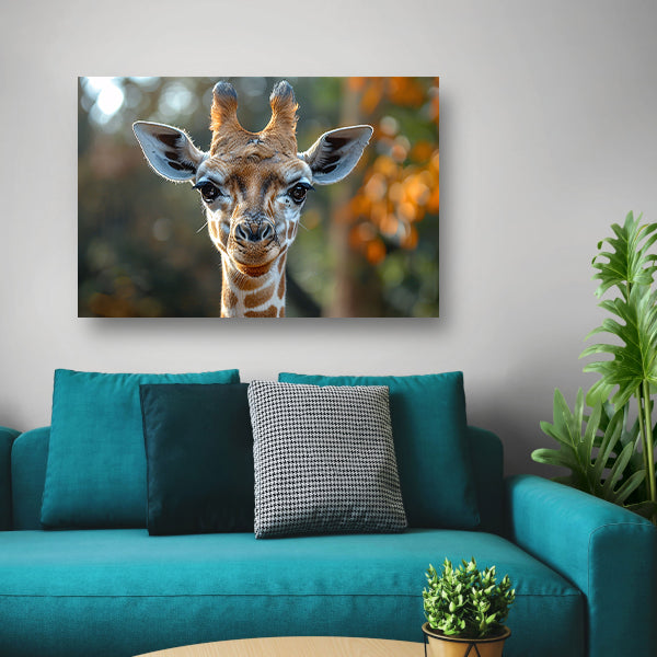 Realistisch portret van een giraffe canvas