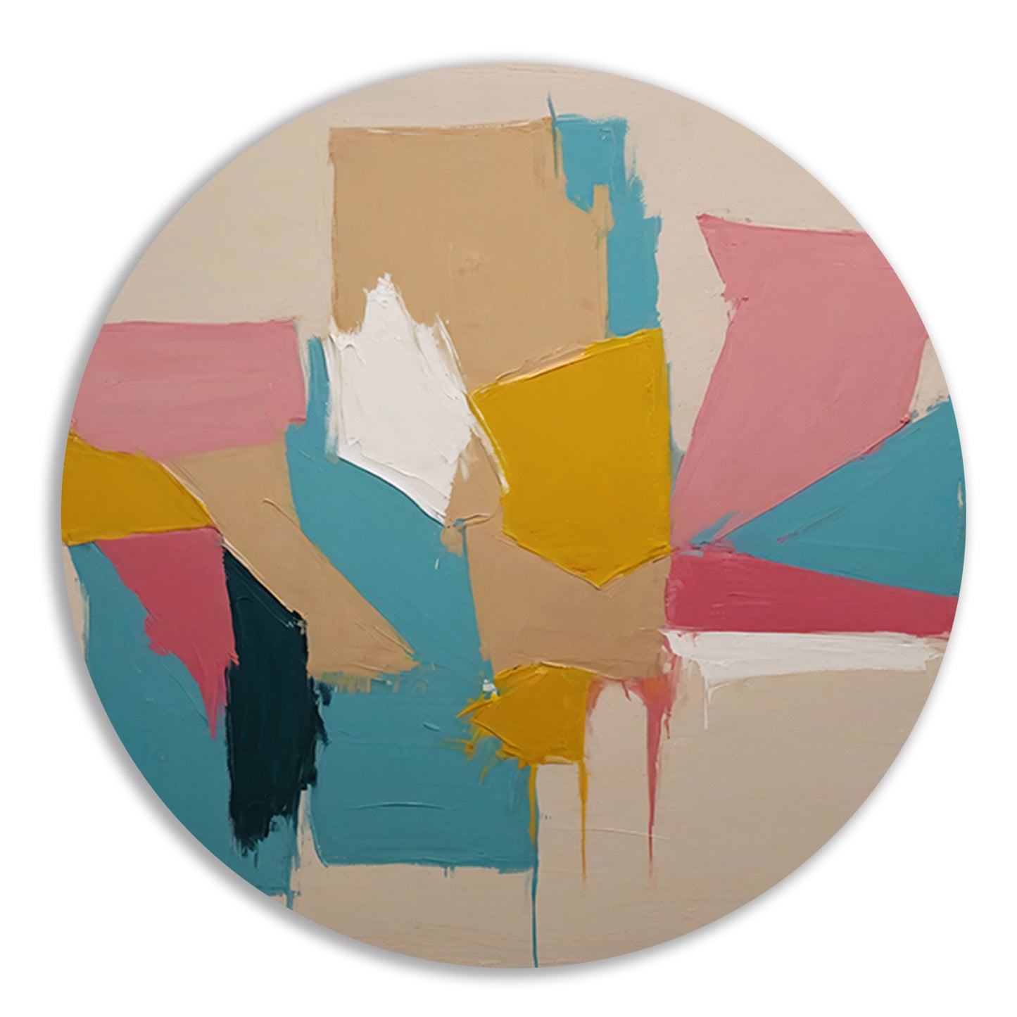 Harmonische Abstractie in Pasteltinten aluminium muurcirkel