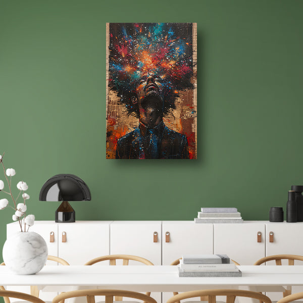 Man aanschouwt Kleurrijk kosmische explosie poster