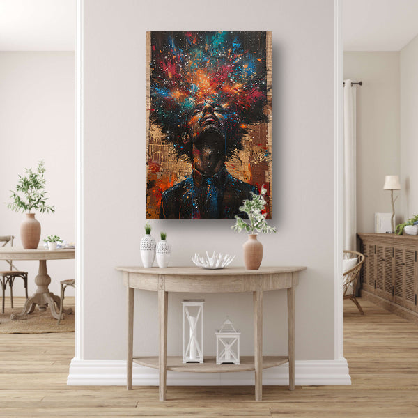 Man aanschouwt Kleurrijk kosmische explosie poster