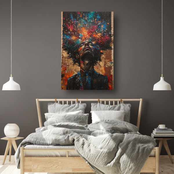 Man aanschouwt Kleurrijk kosmische explosie poster