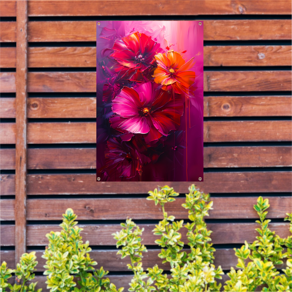 Kleurrijke abstracte bloemen kunst tuinposter