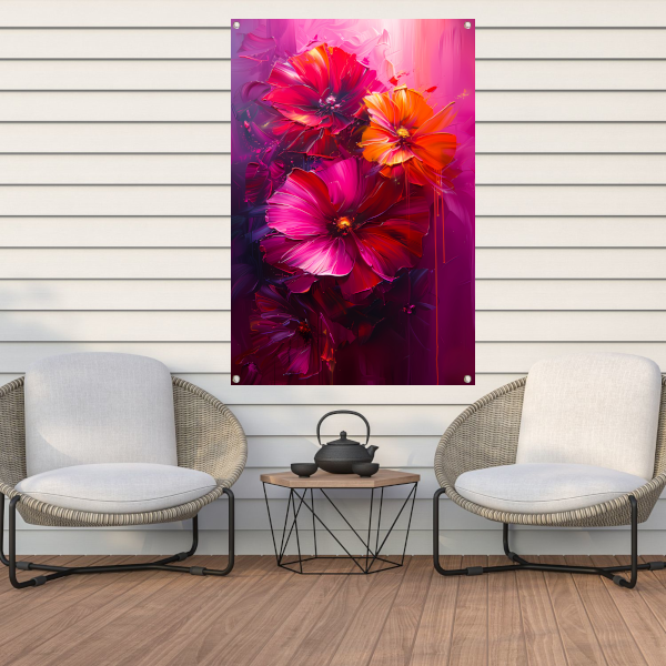 Kleurrijke abstracte bloemen kunst tuinposter
