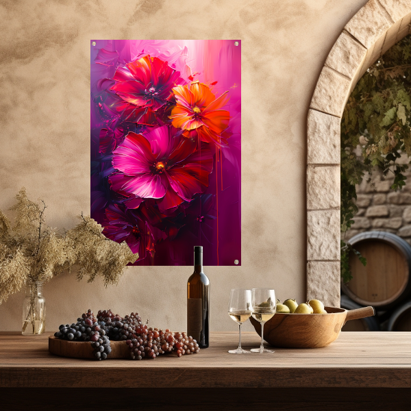 Kleurrijke abstracte bloemen kunst tuinposter