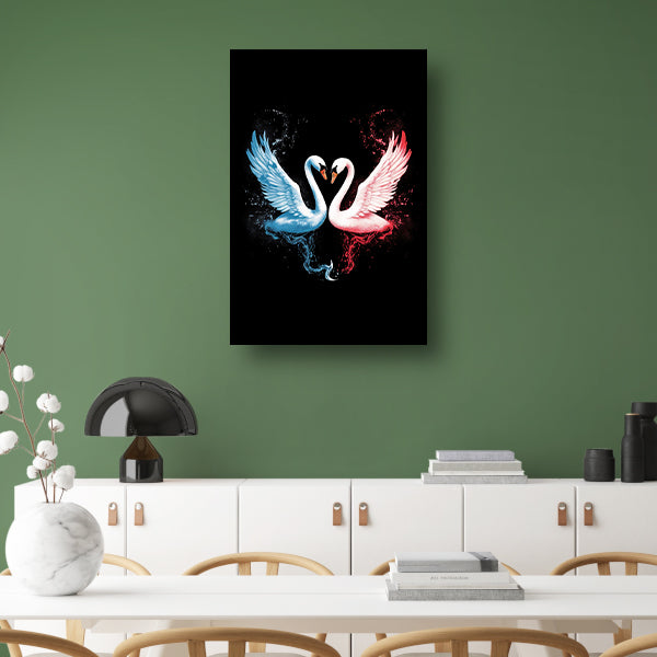 Minimalistische lijnencompositie in zwart-wit canvas met baklijst