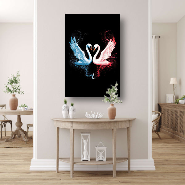 Minimalistische lijnencompositie in zwart-wit canvas met baklijst