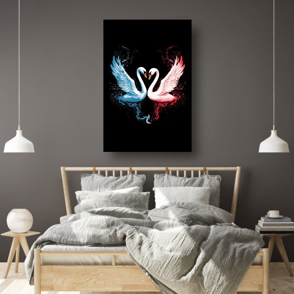 Minimalistische lijnencompositie in zwart-wit canvas met baklijst
