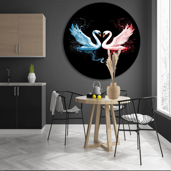 Minimalistische lijnencompositie in zwart-wit forex muurcirkel