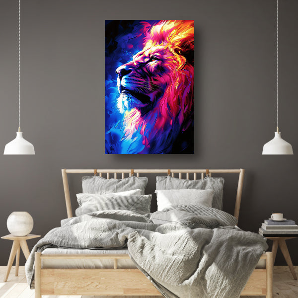 Abstract schilderij van een kleurrijke leeuw canvas