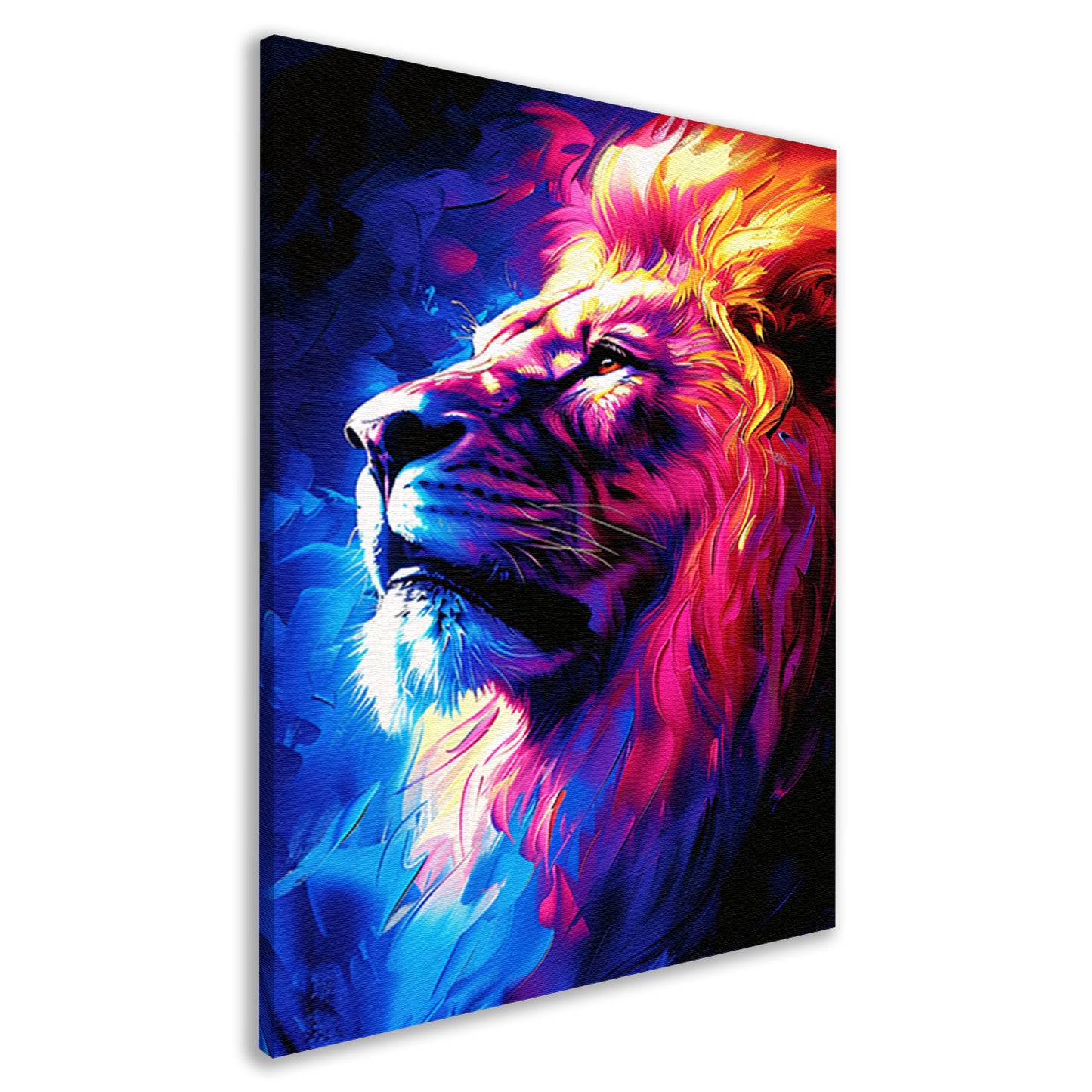 Abstract schilderij van een kleurrijke leeuw canvas