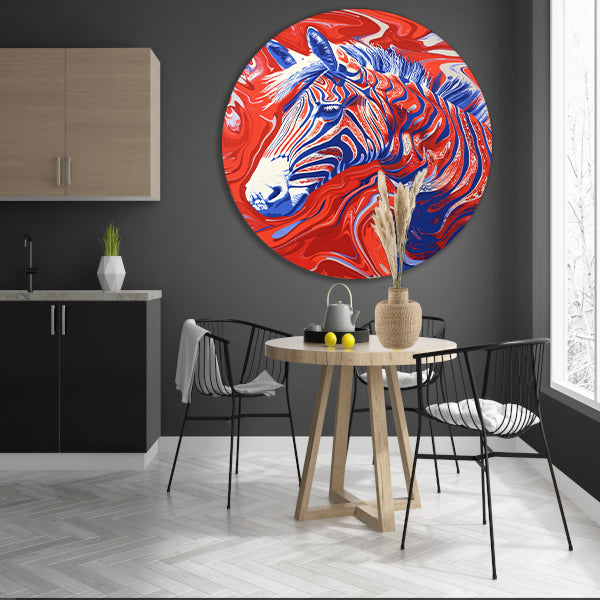 Pop art zebra schilderij met felle kleuren forex muurcirkel