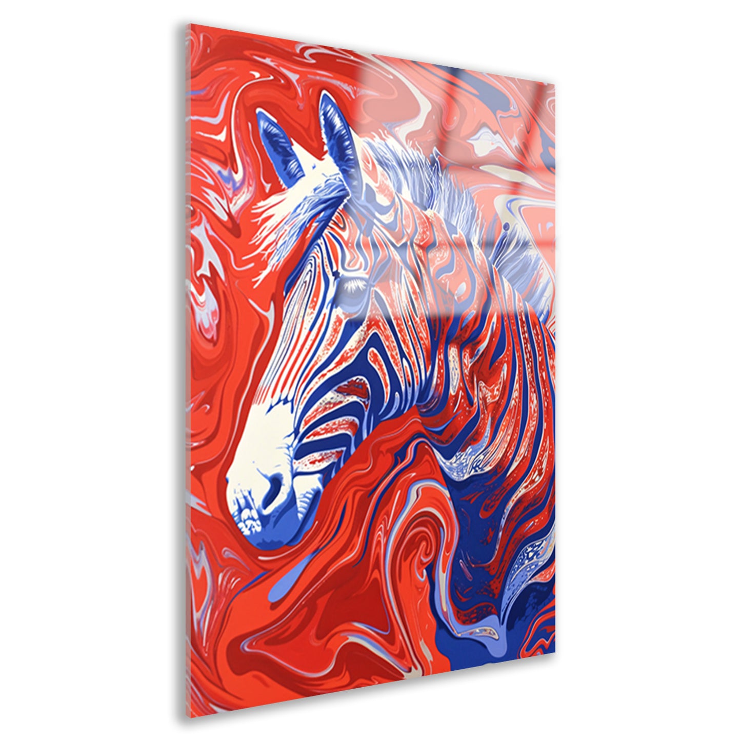 Pop art zebra schilderij met felle kleuren acrylglas