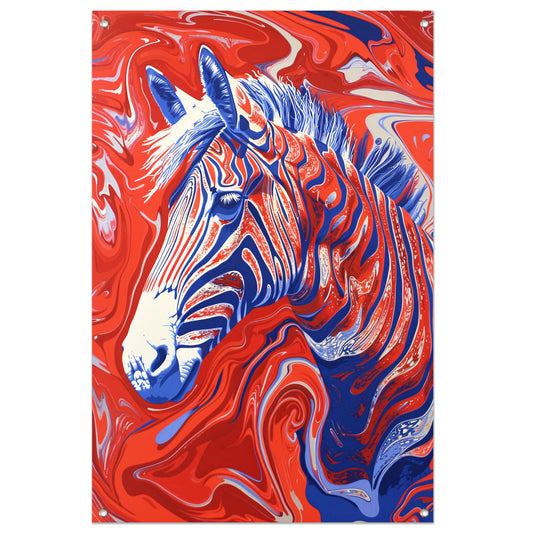 Pop art zebra schilderij met felle kleuren tuinposter