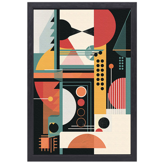 Abstract compositie met primaire kleuren canvas met baklijst