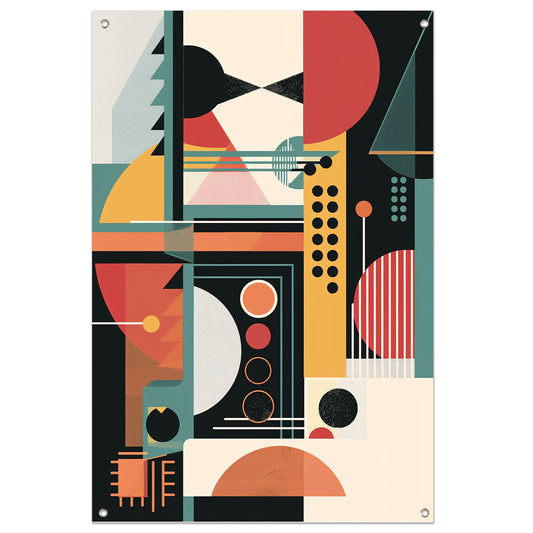 Abstract compositie met primaire kleuren tuinposter