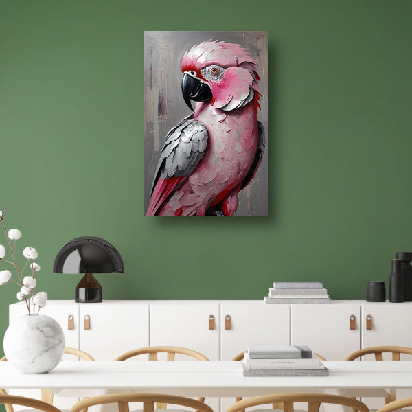 Portret van een Roze en Grijze Papegaai canvas met baklijst