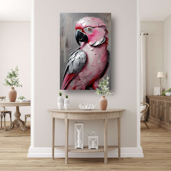 Portret van een Roze en Grijze Papegaai canvas met baklijst