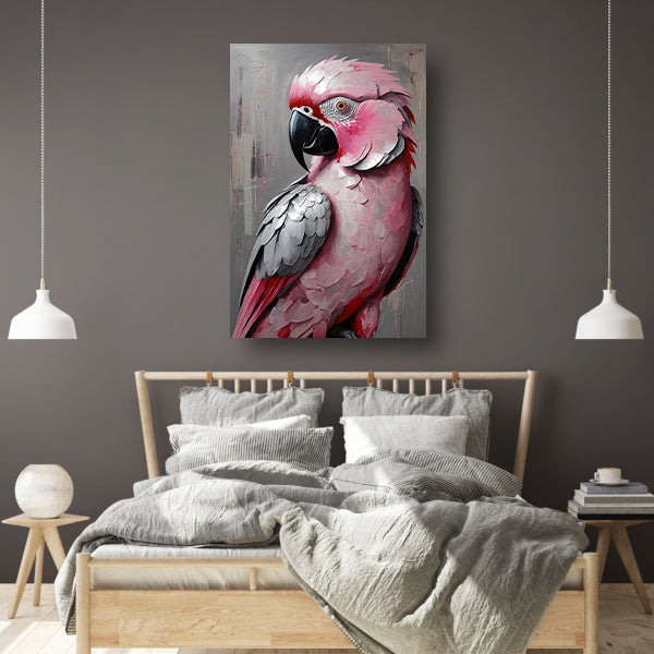 Portret van een Roze en Grijze Papegaai canvas met baklijst