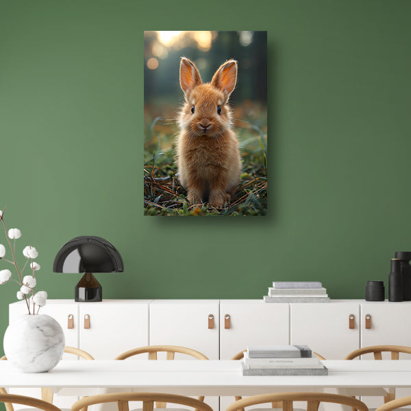 Schattig bruin konijn bij zonsondergang canvas