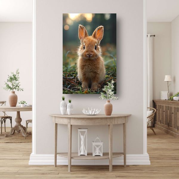 Schattig bruin konijn bij zonsondergang canvas