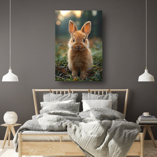 Schattig bruin konijn bij zonsondergang canvas