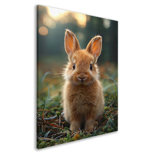 Schattig bruin konijn bij zonsondergang canvas